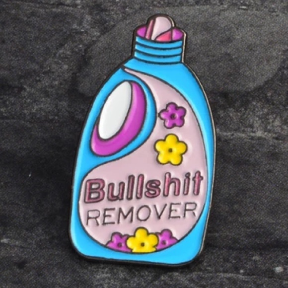 Hilarious Floral Laundry Detergent “Bullshit Remover” Metal Enamel Pin Brooch - Picture 6 of 8
